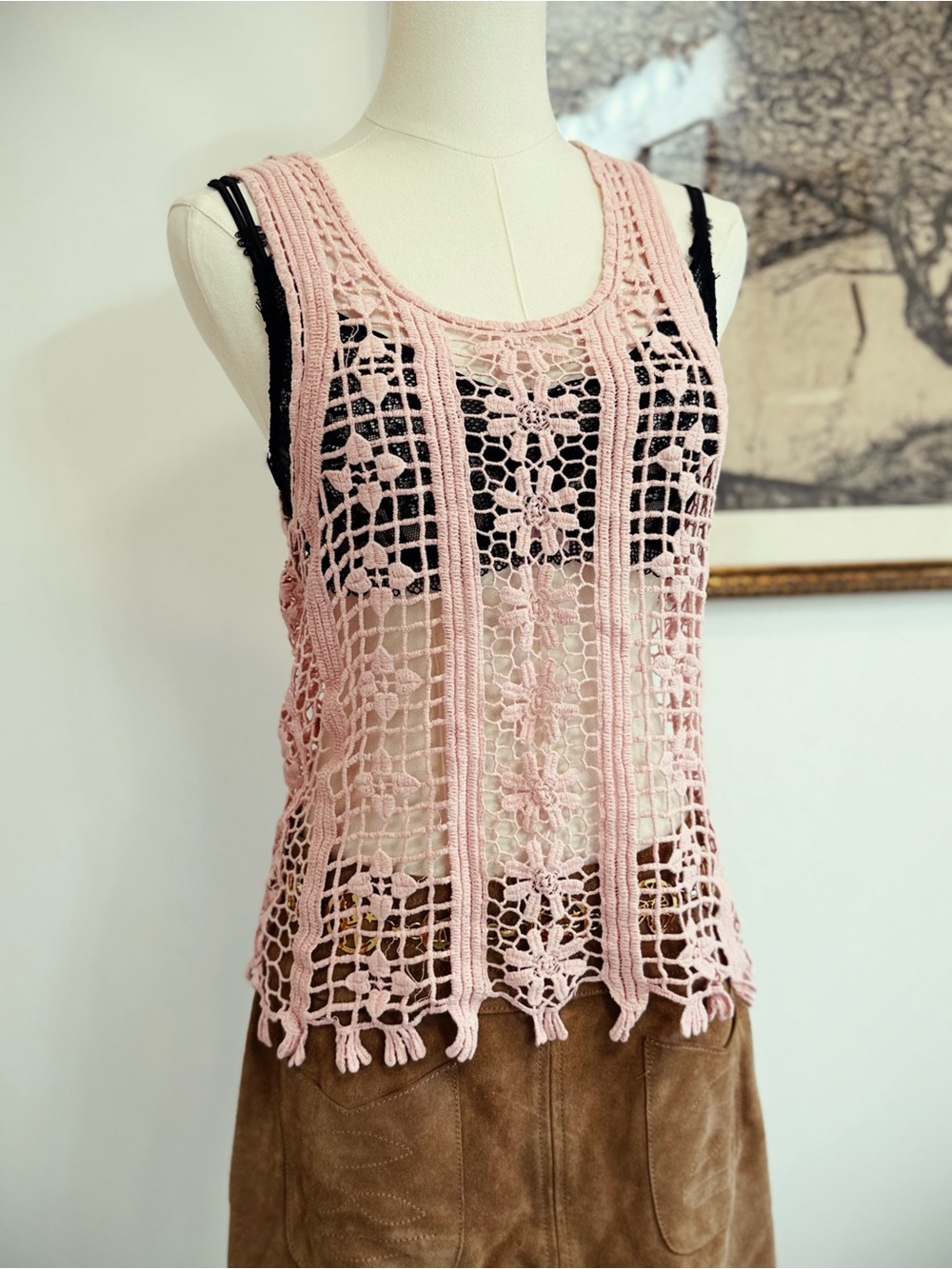 ✨ FREE PEOPLE vintage crochet top